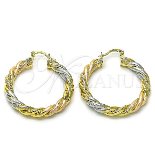 Oro Laminado Medium Hoop, Gold Filled Style Matte Finish, Tricolor, 02.170.0473.40