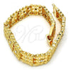 Oro Laminado Fancy Bracelet, Gold Filled Style Heart Design, with White Crystal, Diamond Cutting Finish, Golden Finish, 03.168.0016.08.GT