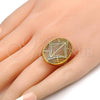 Oro Laminado Multi Stone Ring, Gold Filled Style with White Cubic Zirconia, Polished, Golden Finish, 01.118.0051.09 (Size 9)