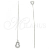 Sterling Silver Threader Earring, with White Micro Pave, Polished, Rhodium Finish, 02.366.0010