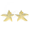 Oro Laminado Stud Earring, Gold Filled Style Star Design, Polished, Golden Finish, 02.09.0169