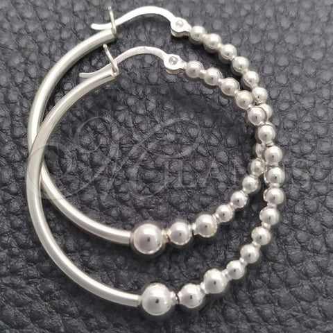 Sterling Silver Medium Hoop, Ball Design, Polished, Silver Finish, 02.399.0022.40