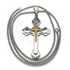 Stainless Steel Pendant Necklace, Cross Design, Polished, Two Tone, 04.116.0051.30