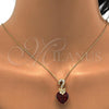 Oro Laminado Pendant Necklace, Gold Filled Style Heart Design, with Siam and Aurore Boreale Swarovski Crystals, Polished, Golden Finish, 04.239.0044.3.18