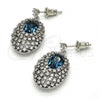 Rhodium Plated Dangle Earring, with White Cubic Zirconia and Indicolite Swarovski Crystals, Polished, Rhodium Finish, 02.26.0140