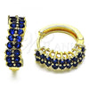 Oro Laminado Huggie Hoop, Gold Filled Style with Sapphire Blue Cubic Zirconia, Polished, Golden Finish, 02.316.0024.4.15