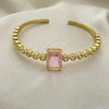 Oro Laminado Individual Bangle, Gold Filled Style with Pink and White Cubic Zirconia, Polished, Golden Finish, 07.341.0039.2