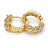 Oro Laminado Huggie Hoop, Gold Filled Style with White Cubic Zirconia, Polished, Golden Finish, 02.156.0138.15