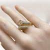 Oro Laminado Multi Stone Ring, Gold Filled Style Belt Buckle Design, with White Micro Pave, Polished, Golden Finish, 01.266.0070