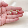 Oro Laminado Stud Earring, Gold Filled Style Cherry Design, with Ruby Cubic Zirconia and White Micro Pave, Polished, Golden Finish, 02.283.0252