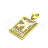 Oro Laminado Fancy Pendant, Gold Filled Style Airplane Design, with White Micro Pave, Polished, Golden Finish, 05.193.0003