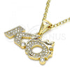 Oro Laminado Fancy Pendant, Gold Filled Style with White Cubic Zirconia and White Micro Pave, Polished, Golden Finish, 05.342.0035