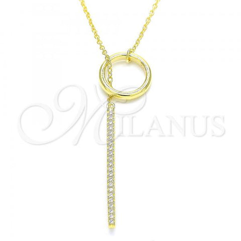 Sterling Silver Pendant Necklace, with White Cubic Zirconia, Polished, Golden Finish, 04.336.0214.2.16