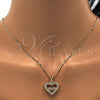 Oro Laminado Pendant Necklace, Gold Filled Style Heart Design, with White Micro Pave, Polished, Golden Finish, 04.156.0031.20