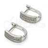 Sterling Silver Huggie Hoop, with White Micro Pave, Polished, Rhodium Finish, 02.175.0095.15