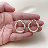 Oro Laminado Small Hoop, Gold Filled Style Hollow Design, Diamond Cutting Finish, Tricolor, 02.170.0310.1.25