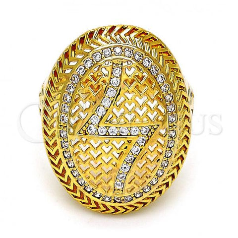 Oro Laminado Multi Stone Ring, Gold Filled Style with White Micro Pave, Polished, Golden Finish, 01.118.0031.09 (Size 9)