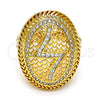 Oro Laminado Multi Stone Ring, Gold Filled Style with White Micro Pave, Polished, Golden Finish, 01.118.0031.09 (Size 9)