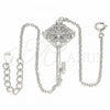 Sterling Silver Fancy Bracelet, key Design, with White Cubic Zirconia, Polished, Rhodium Finish, 03.336.0076.08