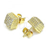 Oro Laminado Stud Earring, Gold Filled Style with White Micro Pave, Polished, Golden Finish, 02.344.0059