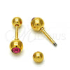 Stainless Steel Stud Earring, with Pink Crystal, Polished, Golden Finish, 02.271.0017.1