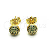 Oro Laminado Stud Earring, Gold Filled Style with Green Micro Pave, Polished, Golden Finish, 02.156.0424.7