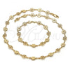 Oro Laminado Necklace and Bracelet, Gold Filled Style Flower Design, Polished, Golden Finish, 06.65.0114