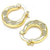 Oro Laminado Small Hoop, Gold Filled Style Heart Design, Polished, Golden Finish, 02.233.0036.15