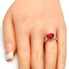 Rhodium Plated Multi Stone Ring, Heart Design, with Light Siam Swarovski Crystals, Polished, Rhodium Finish, 01.239.0002.5 (One size fits all)