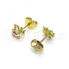 Oro Laminado Stud Earring, Gold Filled Style with Aurore Boreale Cubic Zirconia, Polished, Golden Finish, 02.210.0777