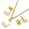 Oro Laminado Earring and Pendant Adult Set, Gold Filled Style with Ivory Pearl, Polished, Golden Finish, 10.379.0015