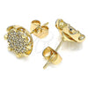 Oro Laminado Stud Earring, Gold Filled Style with White Micro Pave, Polished, Golden Finish, 02.344.0079