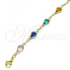 Oro Laminado Fancy Bracelet, Gold Filled Style Teardrop Design, with Multicolor Crystal, Polished, Golden Finish, 03.386.0018.07