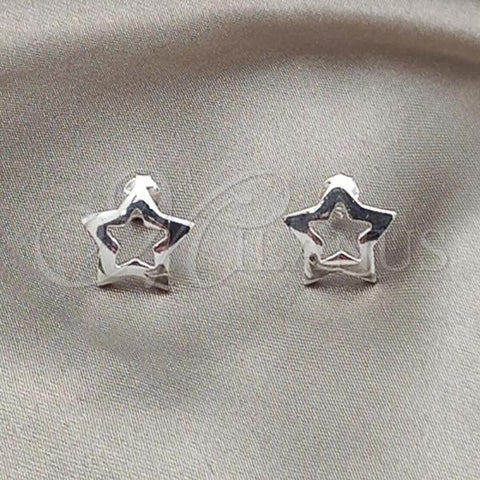 Sterling Silver Stud Earring, Star Design, Polished, Silver Finish, 02.407.0004
