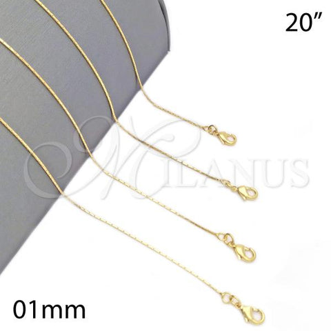 Oro Laminado Basic Necklace, Gold Filled Style Snake  Design, Golden Finish, 04.09.0179.20