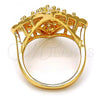 Oro Laminado Multi Stone Ring, Gold Filled Style with White Cubic Zirconia, Polished, Golden Finish, 01.210.0027.09 (Size 9)