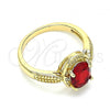 Oro Laminado Multi Stone Ring, Gold Filled Style with Garnet Cubic Zirconia, Polished, Golden Finish, 01.284.0042.1.08