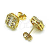 Oro Laminado Stud Earring, Gold Filled Style with White Cubic Zirconia, Polished, Golden Finish, 02.342.0191