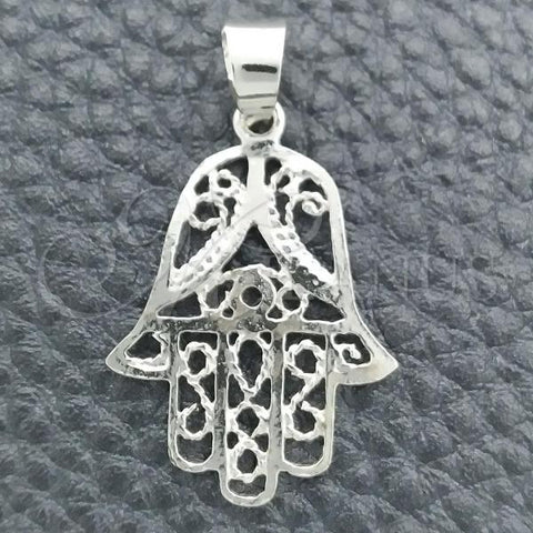 Sterling Silver Religious Pendant, Hand of God Design, Polished, Silver Finish, 05.392.0007