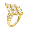 Oro Laminado Multi Stone Ring, Gold Filled Style with White Cubic Zirconia, Polished, Golden Finish, 01.210.0054.08 (Size 8)
