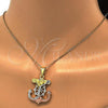 Oro Laminado Religious Pendant, Gold Filled Style Crucifix and Anchor Design, Polished, Tricolor, 05.253.0003
