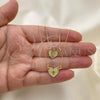 Oro Laminado Fancy Necklace, Gold Filled Style Heart and Holy Spirit Design, Polished, Golden Finish, 04.02.0015