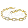 Oro Laminado Fancy Bracelet, Gold Filled Style with White Micro Pave, Polished, Golden Finish, 03.266.0033.07