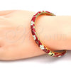Oro Laminado Individual Bangle, Gold Filled Style Flower Design, Red Enamel Finish, Golden Finish, 07.246.0006.7.05 (06 MM Thickness, Size 5 - 2.50 Diameter)