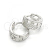 Sterling Silver Huggie Hoop, with White Micro Pave, Polished, Rhodium Finish, 02.332.0038.12