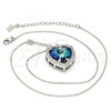 Rhodium Plated Pendant Necklace, Heart Design, with Bermuda Blue Swarovski Crystals and White Micro Pave, Polished, Rhodium Finish, 04.239.0014.16