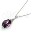 Rhodium Plated Pendant Necklace, Pave Mariner Design, with Amethyst Swarovski Crystals, Polished, Rhodium Finish, 04.239.0025.3.16
