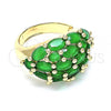 Oro Laminado Multi Stone Ring, Gold Filled Style with Green Cubic Zirconia, Polished, Golden Finish, 01.346.0022.2.07