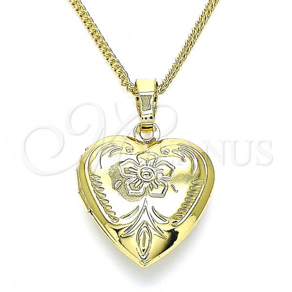 Oro Laminado Pendant Necklace, Gold Filled Style Heart Design, Polished, Golden Finish, 04.117.0030.20