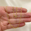 Oro Laminado Basic Necklace, Gold Filled Style Singapore Design, Golden Finish, 04.09.0169.18